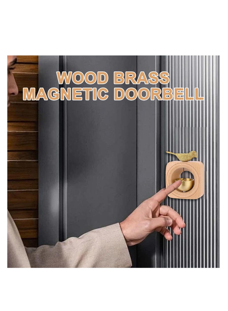 SYOSI Door Chime For Entrance, 1PCS, Magnetic Brass Doorbell Handmade Wooden Doorbell Shopkeepers Bell For Door Opening Elegant Birds Wooden Magnetic Door Bell Chime For Entrance Welcome Doorbell - Image 1