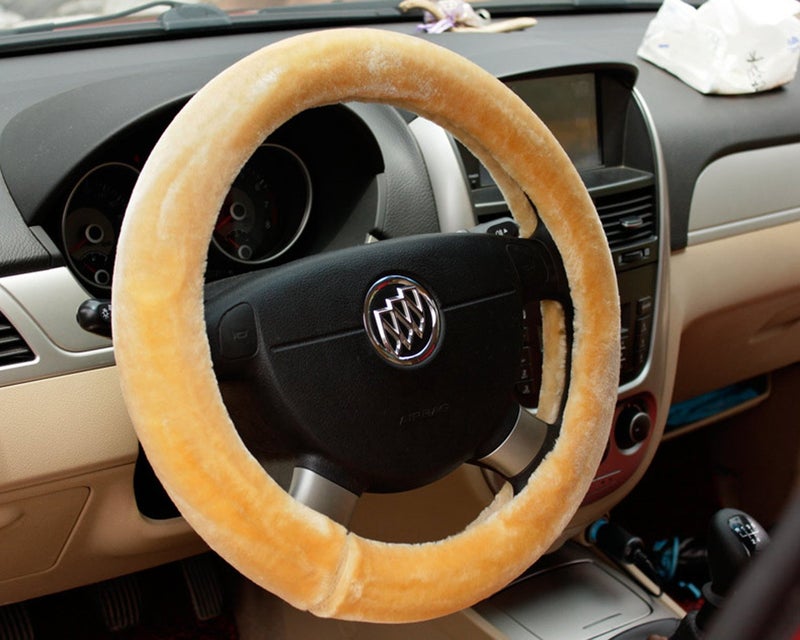 bott غطاء عجلة القيادة القابل للتمدد من الفرو لسيارات الكلاسيكية (كركم) - Image 2