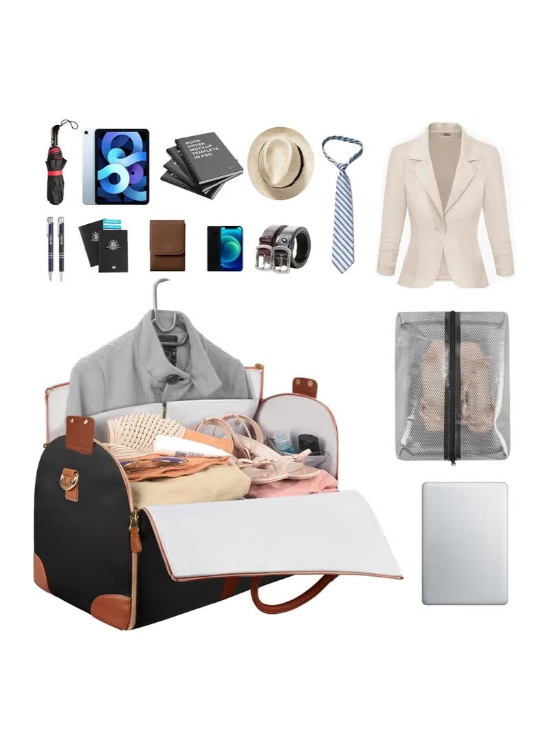 Foldable travel garment bag - suitable for travel clothes - with dedicated clothing compartments and a dedicated shoe compartment 2-in-1 hanging travel bag - Image 5