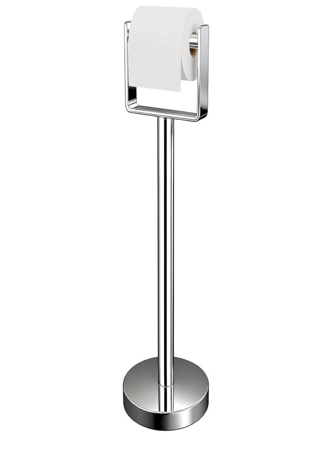 YUMORE Toilet Paper Holder Free Standing, Stainless Steel Toilet Paper Stand, Weighted Base Floor Tissue Roll Holder for Bathroom, Chrome 200UP - Image 1
