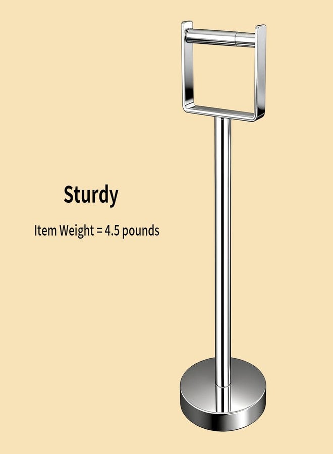 YUMORE Toilet Paper Holder Free Standing, Stainless Steel Toilet Paper Stand, Weighted Base Floor Tissue Roll Holder for Bathroom, Chrome 200UP - Image 3
