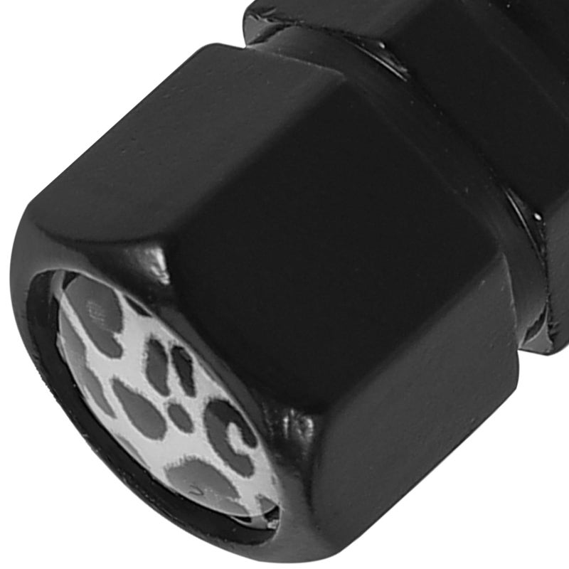 Universal Aluminum Alloy Car Tire Valve Stem Caps 4pcs Set Black White Leopard Pattern - Image 4