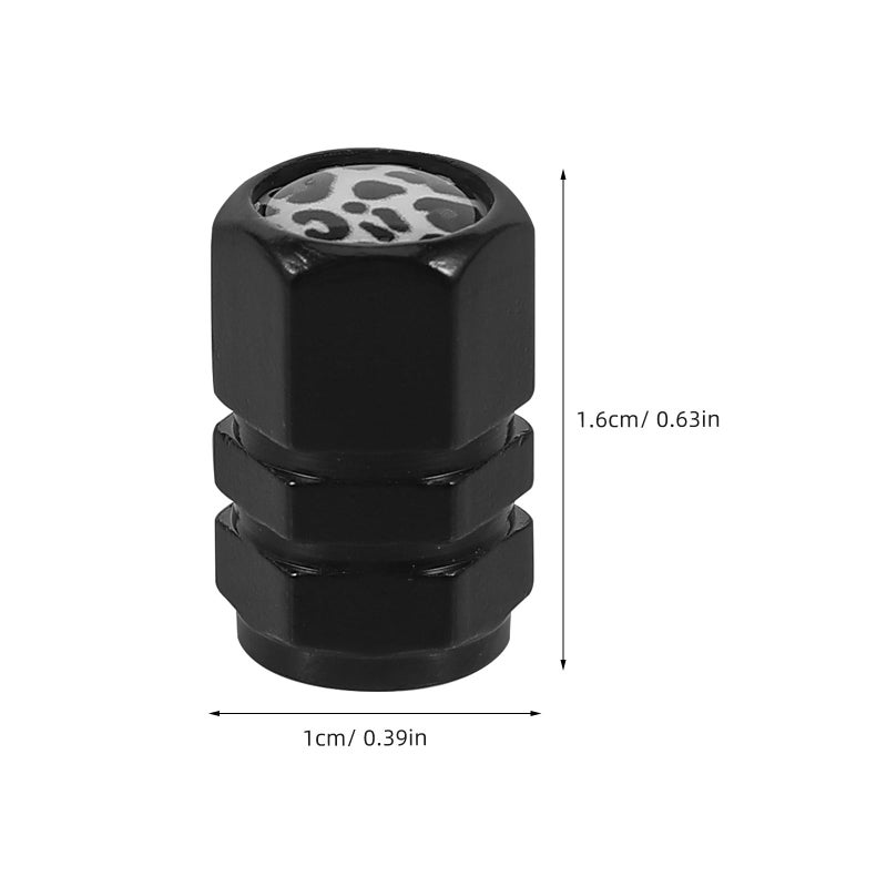 Universal Aluminum Alloy Car Tire Valve Stem Caps 4pcs Set Black White Leopard Pattern - Image 3