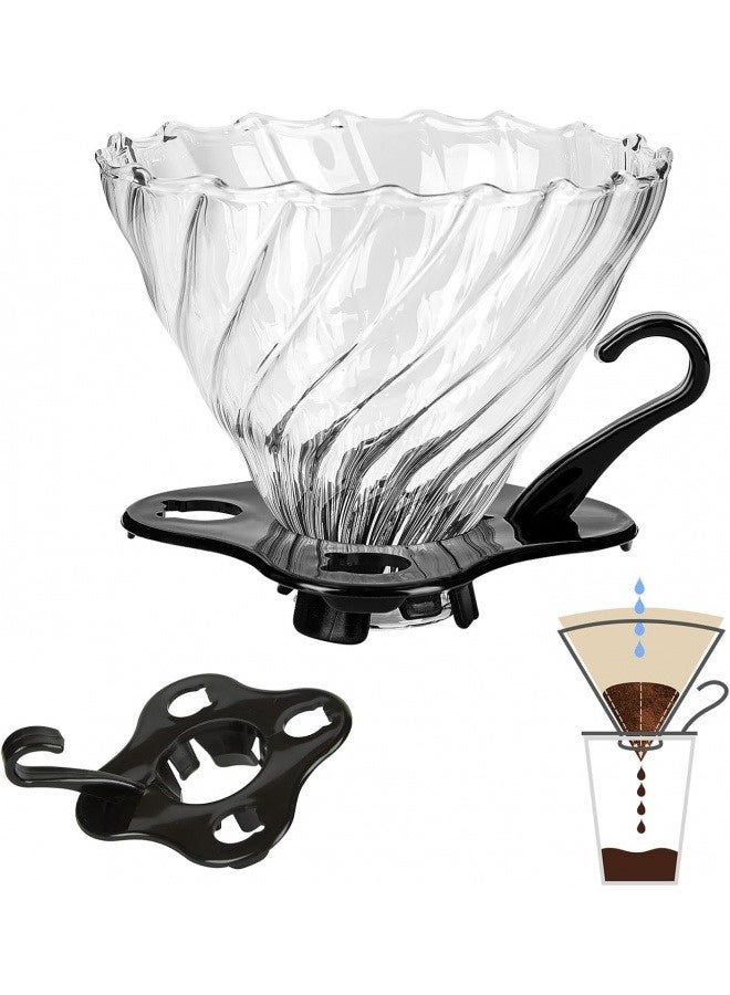 CRISTAL Premium Large Glass Pour Over Coffee Dripper V60 Spiral Filter Cone Reusable Hand Brew Coffee Maker - Image 1