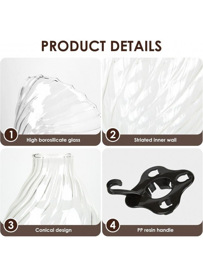 CRISTAL Premium Large Glass Pour Over Coffee Dripper V60 Spiral Filter Cone Reusable Hand Brew Coffee Maker - Image 2