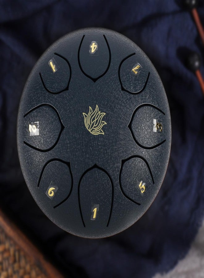 Eavnbaek Steel Tongue Drum - 8 Notes 6 Inch Steel Hand Drum with Bag, Music Book, Drumsticks, Mallet Holder and Finger Picks, Tongue Drum for Camping, Meditation or Yoga (Navy Blue) - Image 3