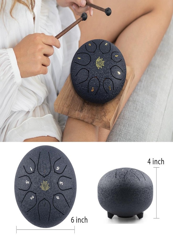 Eavnbaek Steel Tongue Drum - 8 Notes 6 Inch Steel Hand Drum with Bag, Music Book, Drumsticks, Mallet Holder and Finger Picks, Tongue Drum for Camping, Meditation or Yoga (Navy Blue) - Image 4