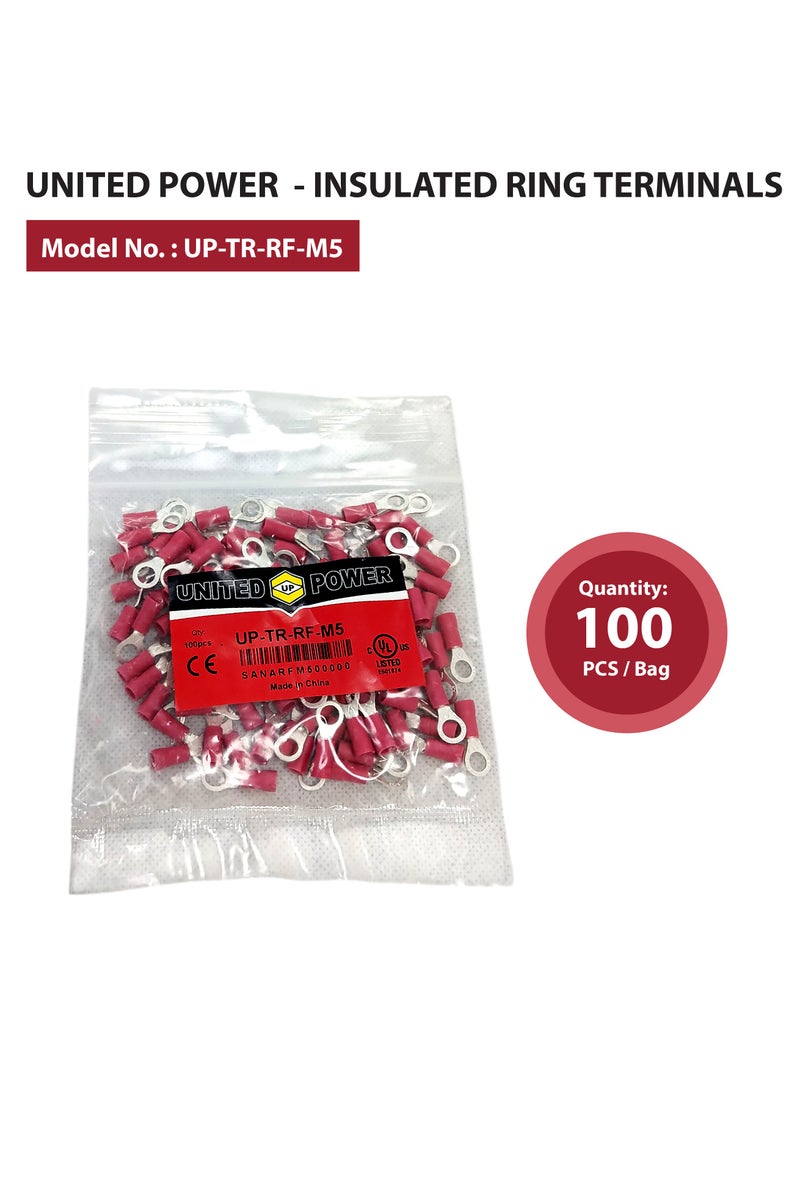 يونايتد باور أطراف حلقية - ١٠٠ قطعة/الحقيبة | موصلات نحاسية مضغوطة، للبطاريات والتأريض والأسلاك الكهربائية - Image 1