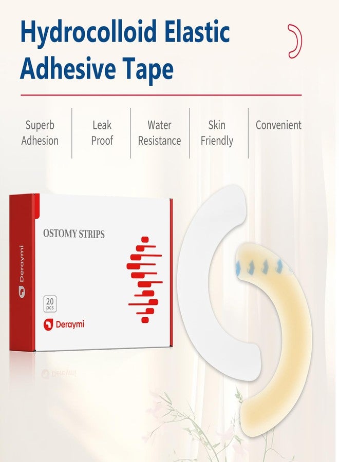 DERAYMI 20 PCS Ostomy Barrier Strips, 2 MM Thickness Elastic Colostomy Tape to Stop Leaks, Latex-Free Medical Grade Hydrocolloid Skin Flange Extenders Stoma for Colostomy Ileostomy Bags Pouches - Image 2