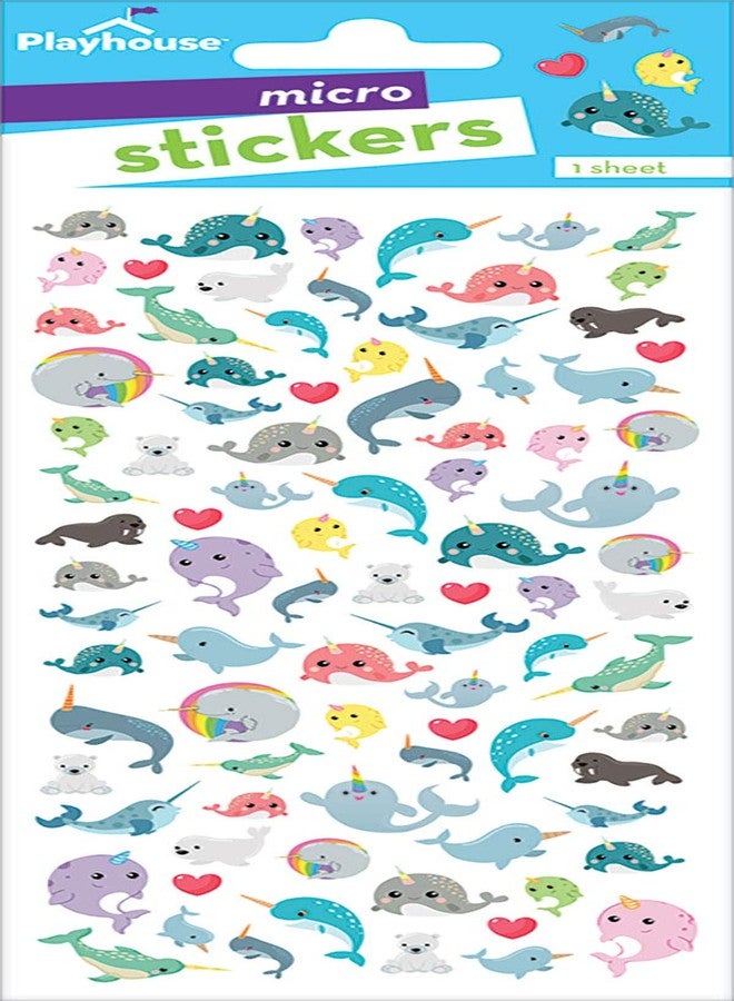 Playhouse Narwhal Party Glitter Accent Micro Mini Sticker Sheet - 1 Pack - Image 2