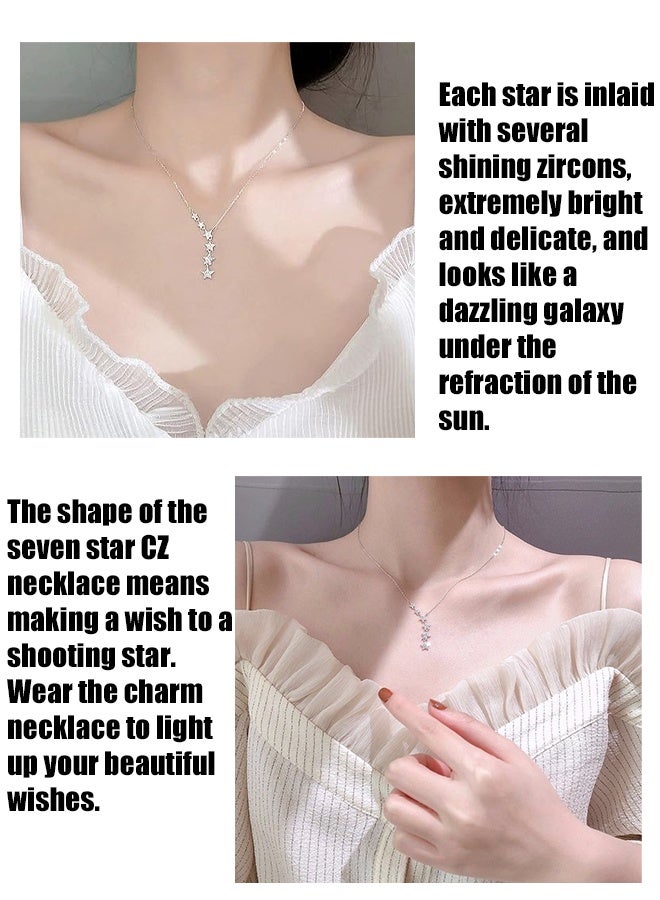 KANGLI Star  Necklace  Star Choker Necklace Silver Crystal Star Drop Choker Chain Pendant Necklace Simple Necklace Chain Jewelry for Women Teen Girls - Image 4