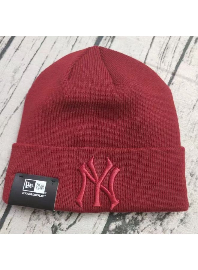New Era NY Yankees Burgundy Knit Beanie – Embroidered Logo Sports Headwear