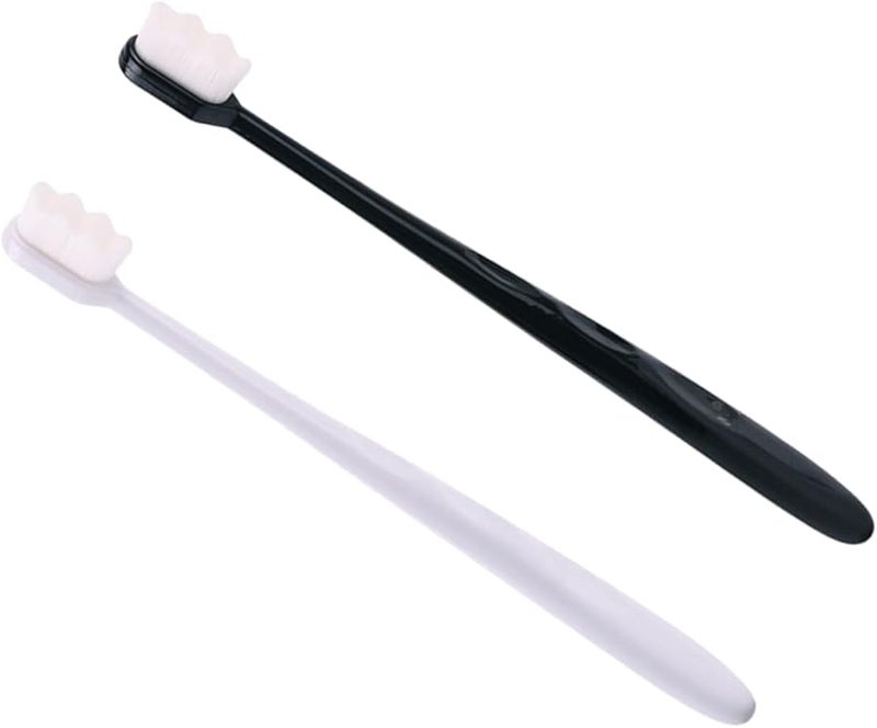 2pcs Portable Reusable Plastic Handle Toothbrushes Wave Design for Travel Camping Home Use Lightweight Easy Carry Gentle Gums - Image 1