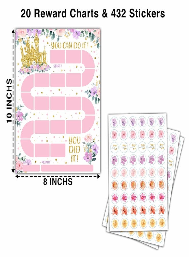 TIRYWT Princess Theme Reward Chart,20 Kids Behavior Charts with 432 Round Stickers, Sticker Incentive Responsibility Chart for Teens Kids Toddler Homework Assignments Attendance-B15 - Image 2