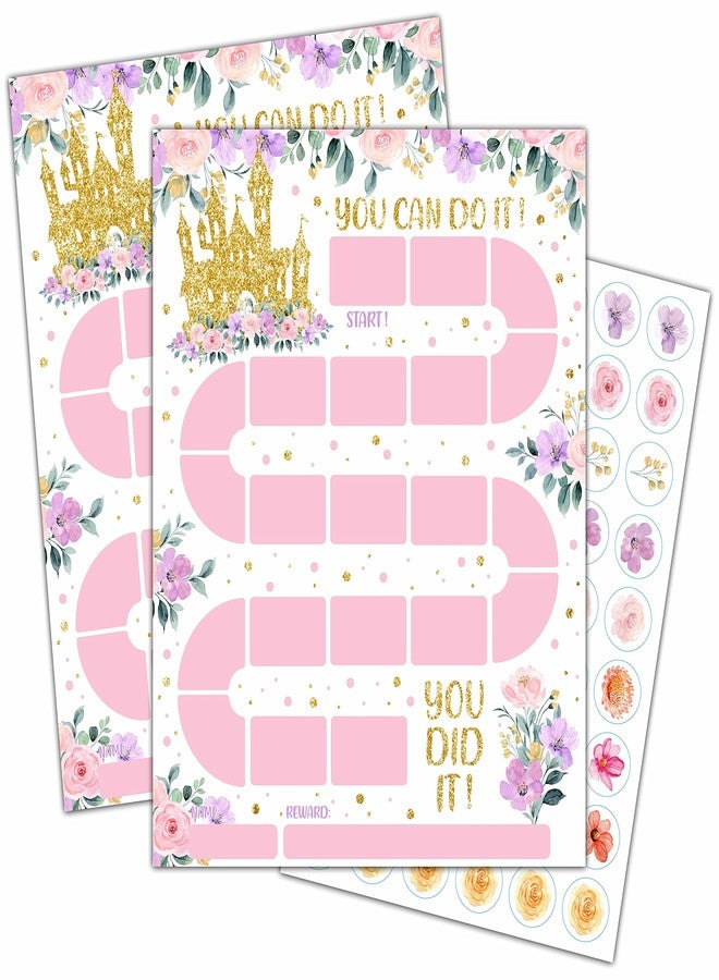 TIRYWT Princess Theme Reward Chart,20 Kids Behavior Charts with 432 Round Stickers, Sticker Incentive Responsibility Chart for Teens Kids Toddler Homework Assignments Attendance-B15 - Image 1