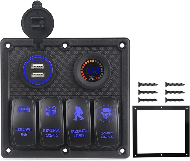 QASULER Marine Boat Switch Panel with USB Charger - Image 1