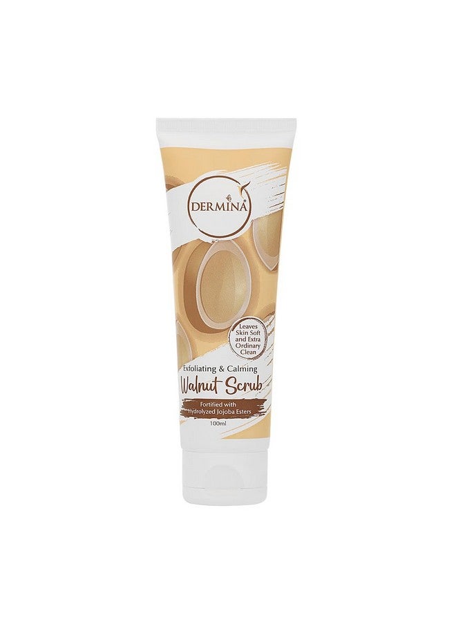 Dermina Exfoliating & Calming Walnut Scrub Fortified With Hydrolyzed Jojoba Esters For Deep Exfoliation Remove Blackheads & Dead Skin Cells And Moisturizes Skin 100Ml - Image 1