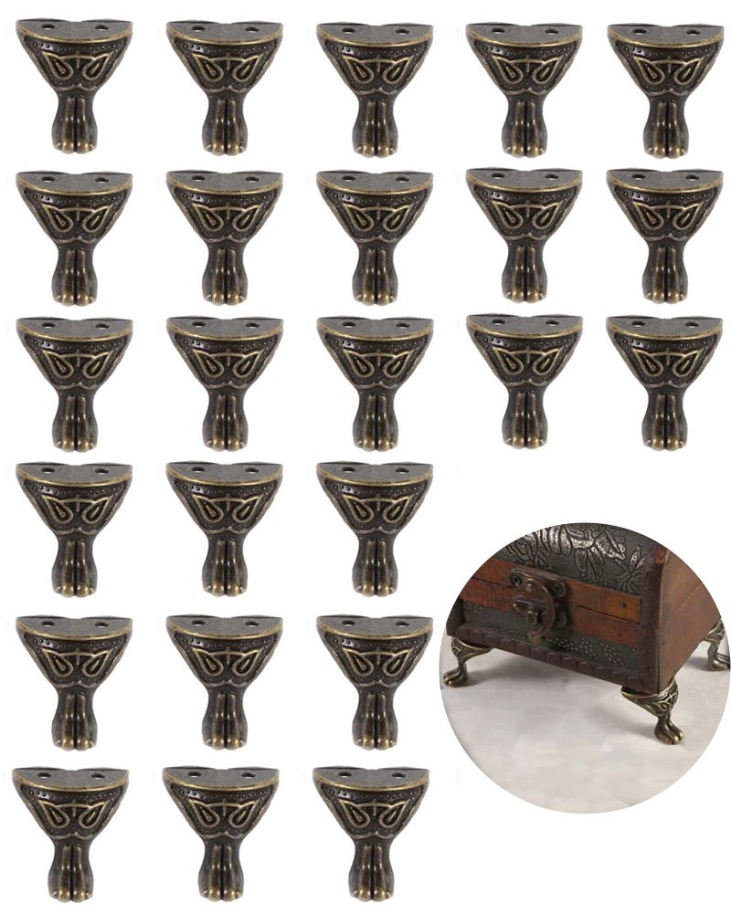 Olldag 24pcs Antique Brass Box Legs Hardware Jewelry Box Legs Feet Corner Protector Decorative Jewelry Box Feet for Gift Box Wood Wooden Case Vintage Bronze