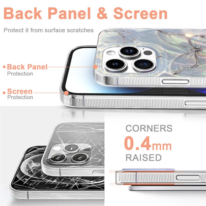 I-MGAE-IN-AR Compact Case for iPhone 14 Pro Max Shiny Silver Butterfly Design,Cute Trendy Soft Slim TPU Shockproof Protective Phone Cases Cover for Women Girls Aesthetic Glitter - Image 5