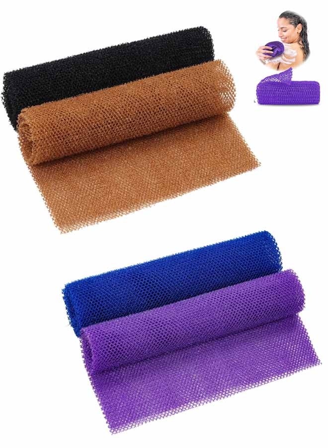 4Pcs African Exfoliating Net, 65cm African Long Body Net Sponges Skin Back Scrubber for Daily Shower Bathing Exfoliating - Image 1