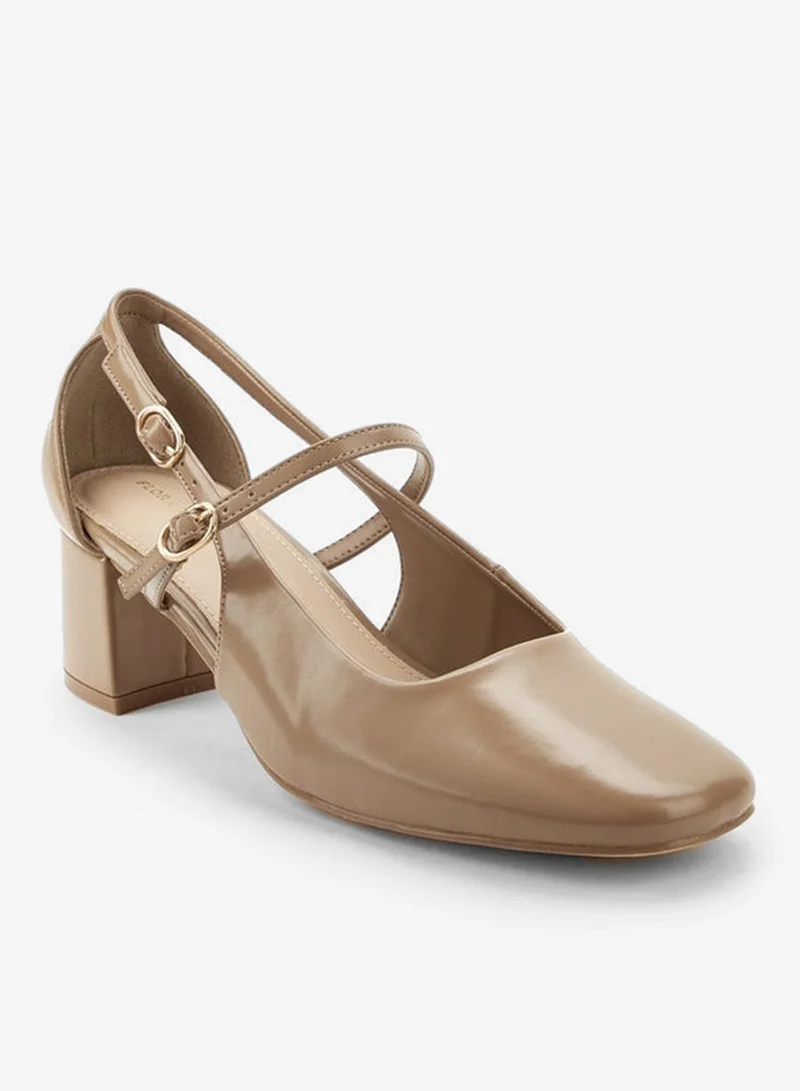 Flora Bella By Shoexpress Beige Women Block Heel Shoes for Women | Best Price UAE