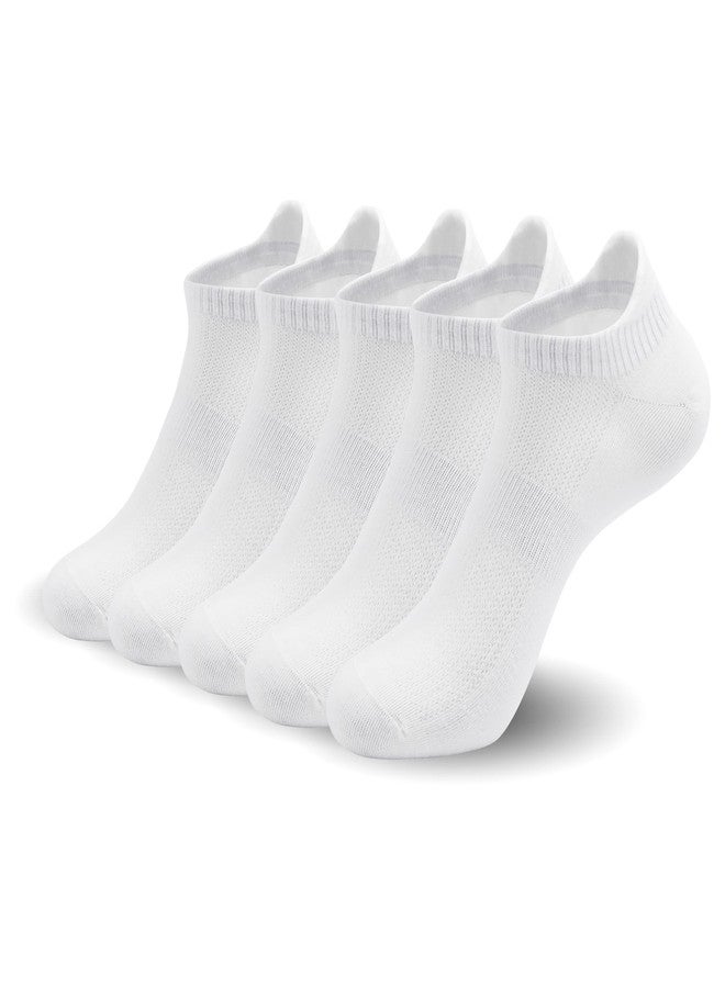 SERISIMPLE Women Ultra Thin Socks Bamboo-Viscose Low Cut No Show Ventilating Ankle Anti Odor Arch Support Mesh Socks 5 Pairs (l, White) - Image 1
