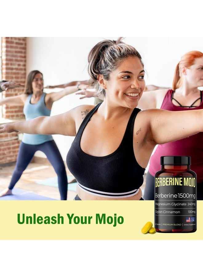 بيربرين موجو - مكمل بيربرين 1500 ملغ مع مغنيسيوم جليسينات 240 ملغ وقرفة سيلون 100 ملغ - إدارة الوزن الطبيعية، صحة الأمعاء، قوة عالية وامتصاص، صنع في الولايات المتحدة - 60 قرص - Image 5
