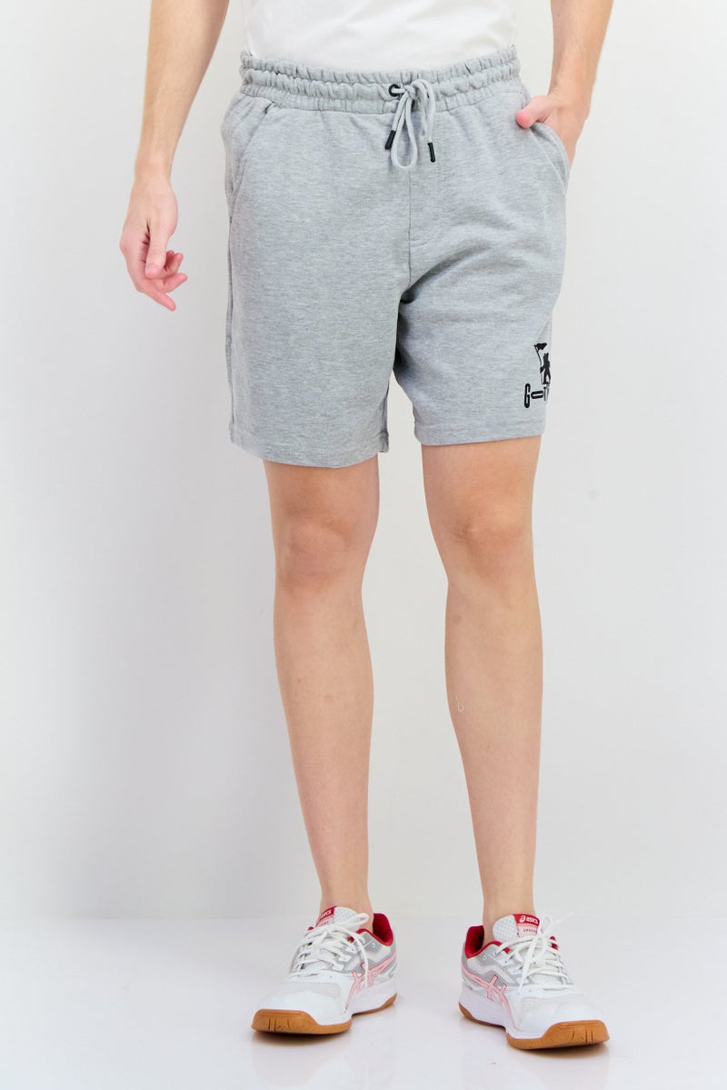Gotcha Men Brand Logo Sweat Shorts, Heather Grey - Image 1