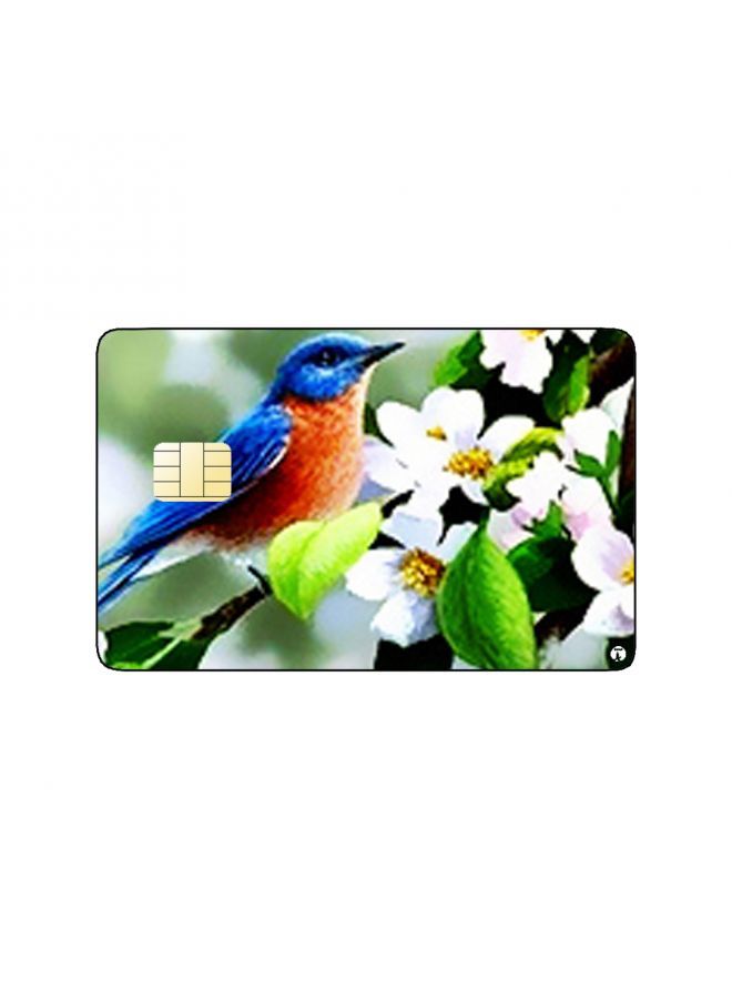 RKN PRINTED BANK CARD STICKER Beautiful Blue Birds Drawing With White Roses - Image 2