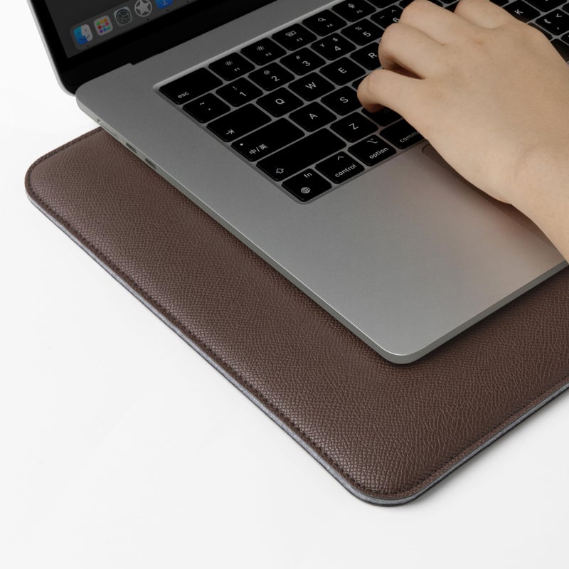 Comfyable Laptop Sleeve 14 Inch Precisely Compatible with MacBook Pro M5 M4 M3 M2 M1 Pro/Max 2025, Faux Leather Cover Case 14 in, Coffee - Image 5