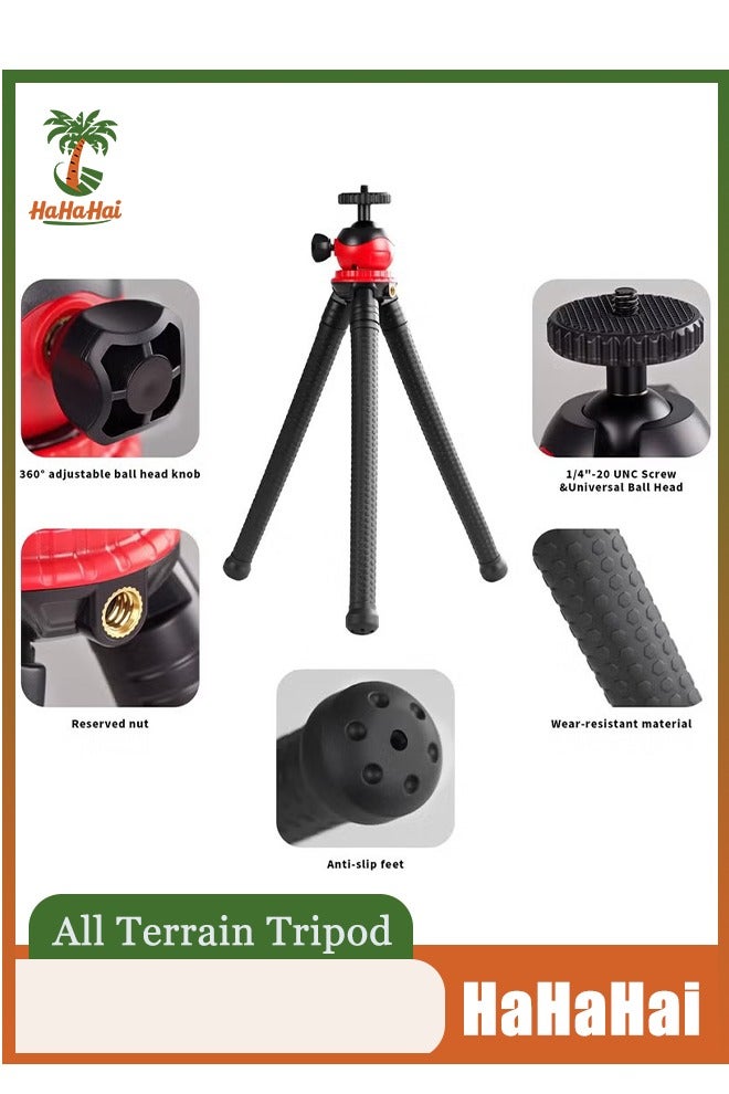 HaHaHai All Terrain  outdoor Tripod，Selfie stick tripod, independent design smartphone tripod stand, flexible bendable octopus shape phone tripod, suitable for any environment, suitable for iPhone/Samsung/GoPro/Android phone - Image 1