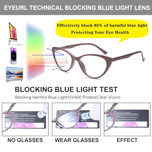 EYEURL Cat Eye Reading Glasses for Women - 2 Pack Blue Light Blocking Computer Readers 1.00 Spring Hinge Anti Glare/UV Ray Eyeglasses - Image 5