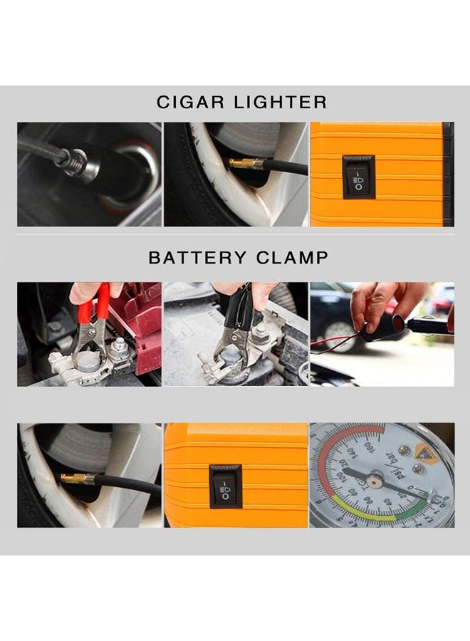 سفاري ضاغط هواء أوتوماتيكي SAFARI 150 PSI - مضخة محمولة بتيار مستمر 12 فولت - 13.5 فولت مزودة بإضاءة LED، و4 محولات فوهات، ومقياس ضغط، ومشبك بطارية، للاستخدام في السيارات والدراجات النارية وسيارات الدفع الرباعي والطوارئ - طراز SF-26078 - Image 5