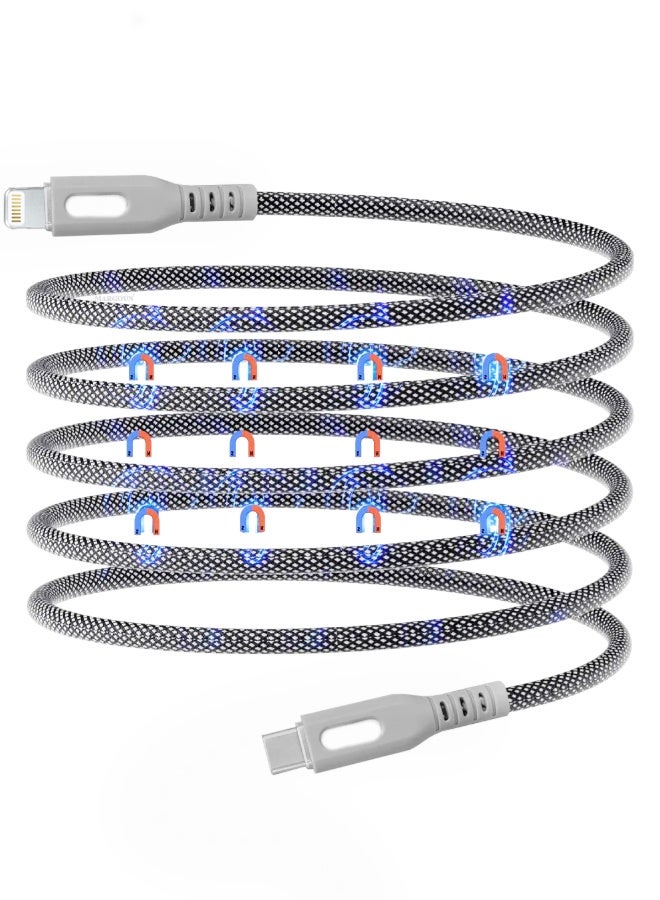 Magnetic USB-C to Lightning Fast Charging Cable (1M) - PD 18W, Snap-On Design, MFi-Certified, Nylon-Braided - Image 2