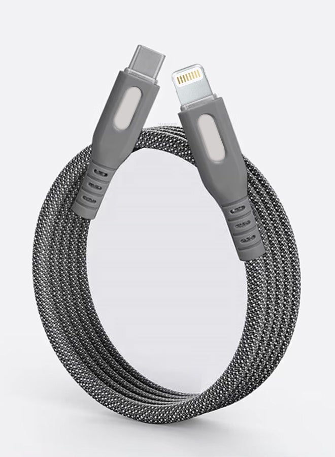 Magnetic USB-C to Lightning Fast Charging Cable (1M) - PD 18W, Snap-On Design, MFi-Certified, Nylon-Braided - Image 1