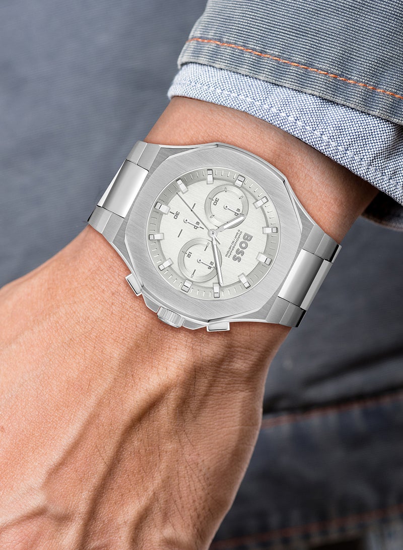 HUGO BOSS Men's Chronograph Tonneau Shape Stainless Steel Wrist Watch 1514087 - 45 Mm - Image 4