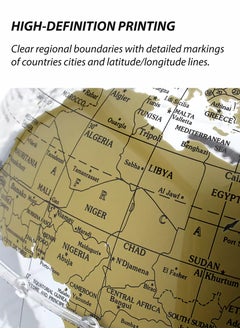 Toshionics 12" Illuminated Rotating World Globe with Antique Style Gold Metal Stand Transparent Acrylic Educational Earth Globe for Kids & Adults Geographic Learning Desk Globe with LED Light Office & Home Decor Classroom Geography Teaching Home Learning Political World Map Decorative Desktop Globe with Sailboat Design  - Image 5