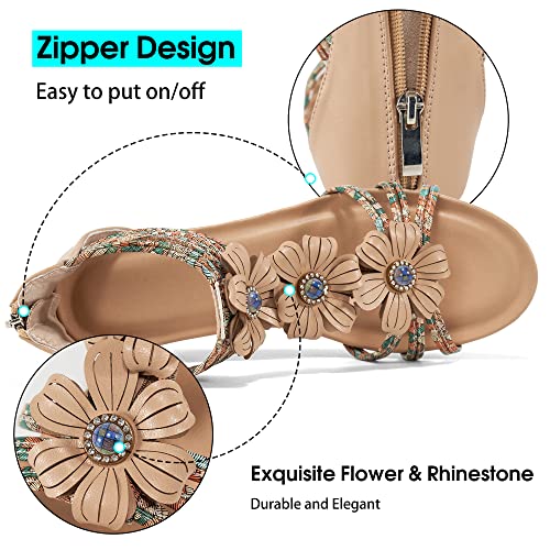 FUDYNMALC Sandals Womens Wedge Shoes: Comfortable Dressy Wedges Sandal with Zipper Summer Gladiator Sandals Open Toe - Image 3