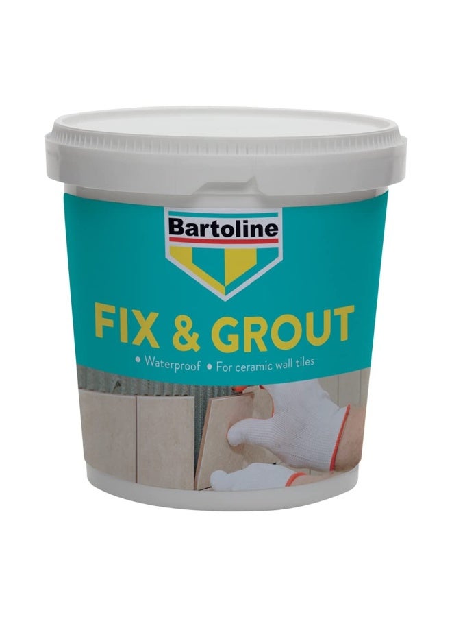 Bartoline Fix and Grout Tile Adhesive 1kg, Ready-Mixed, Waterproof and Super White, for Walls, Bathrooms and Showers - Image 1
