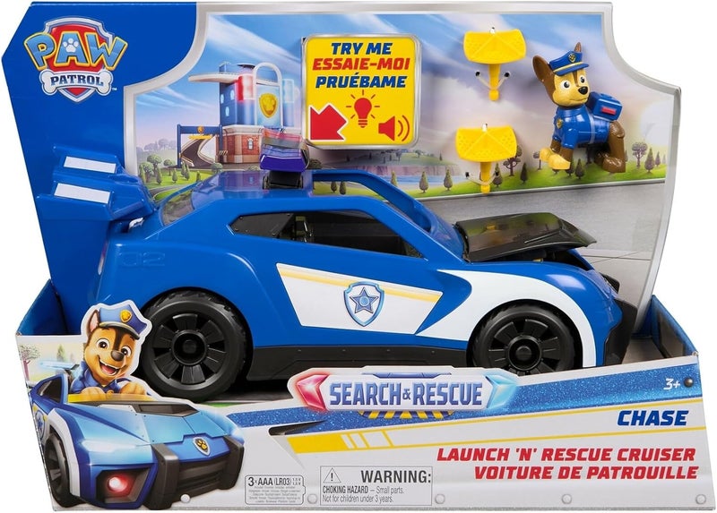PAW PATROL مجموعة لعبة سيارة الإنقاذ والإطلاق تشيس من باو باترول (زرقاء) - Image 1