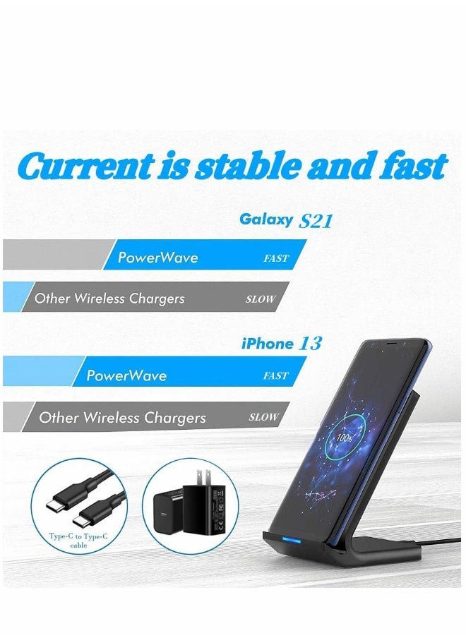 Generic - Fast Wireless Charger, 10W Max PowerWave Stand Upgraded, Qi-Certified, Charging iPhone SE, 11, 11 Pro, Pro Max, XR, Xs XS, X, 8, 8 Plus, Galaxy S20 S10 S9, Note 10 9 (No AC Adapter) - Image 1