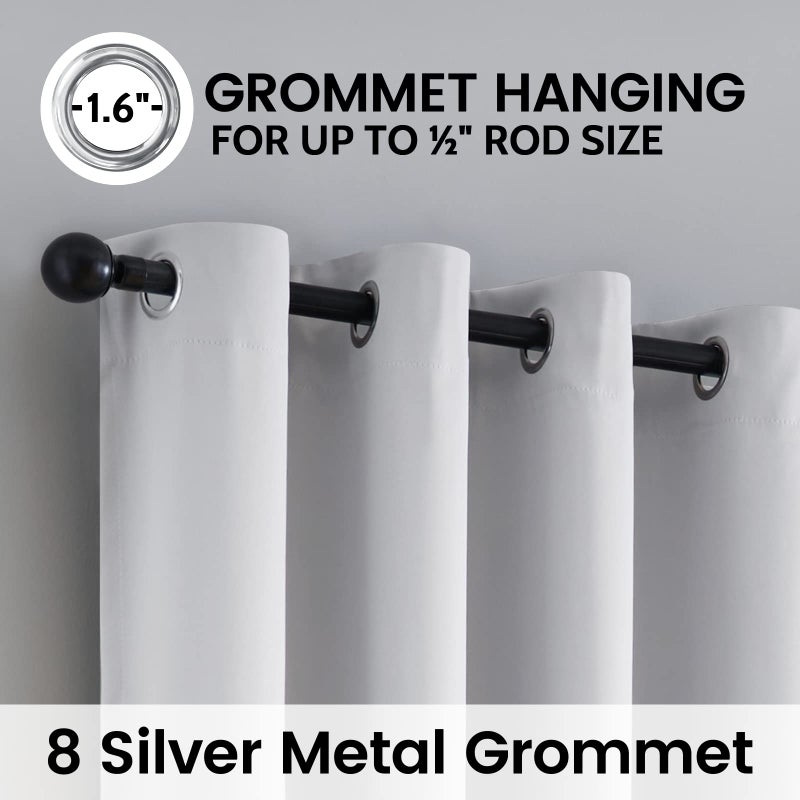SimpleHome 100% Blackout Curtains for Bedroom,Thermal Insulated Grommet Window Drapes Room Darkening White Curtains for Living Room with Black Back,52 x 84 Inch,2 Panels - Image 5