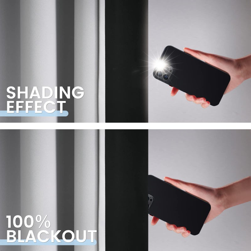 SimpleHome 100% Blackout Curtains for Bedroom,Thermal Insulated Grommet Window Drapes Room Darkening White Curtains for Living Room with Black Back,52 x 84 Inch,2 Panels - Image 3