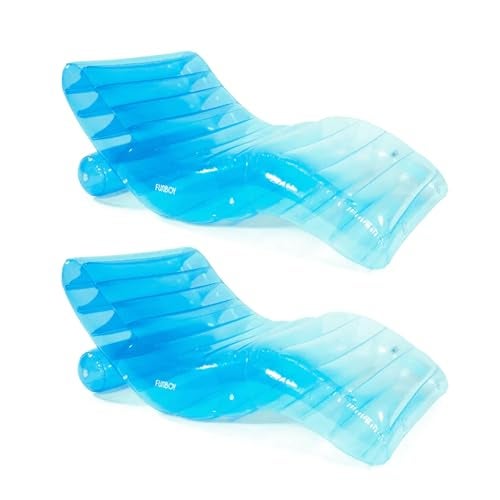 FUNBOY Giant Inflatable Luxury TriColor Blue Chaise Lounger Chair Pool Float for Adults Perfect for a Summer Pool Party Bundle Pack of 2 - Image 1