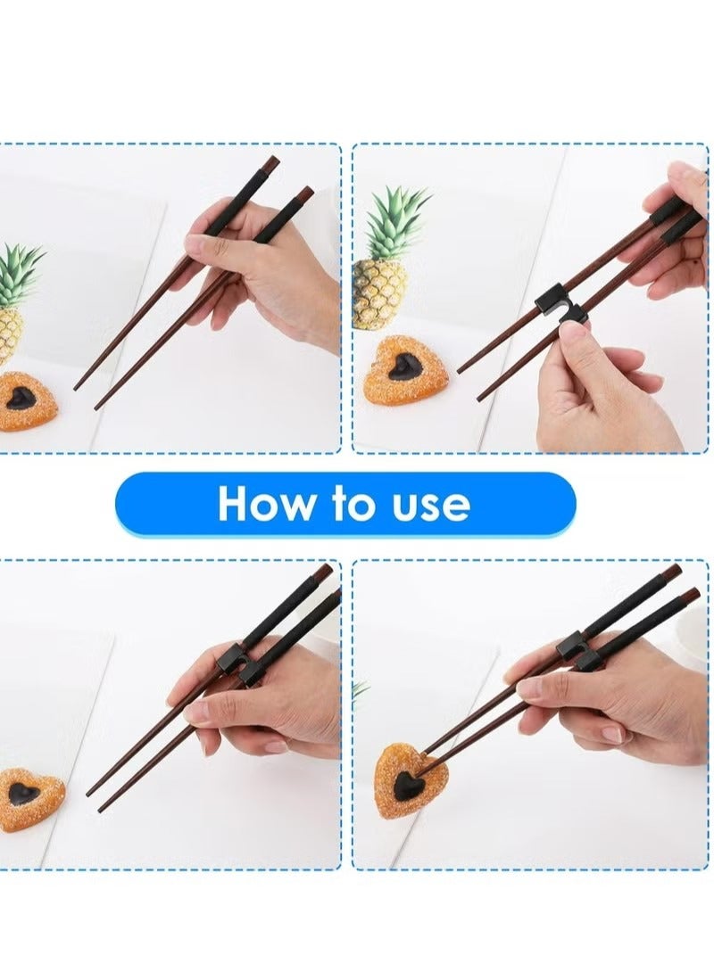 5 Pieces Reusable Chopsticks Helpers Training Chopstick Hinges Connector Practice Chinese Chopstick Helper for Adults, Kids, Beginner, Trainers (Black) - Image 5