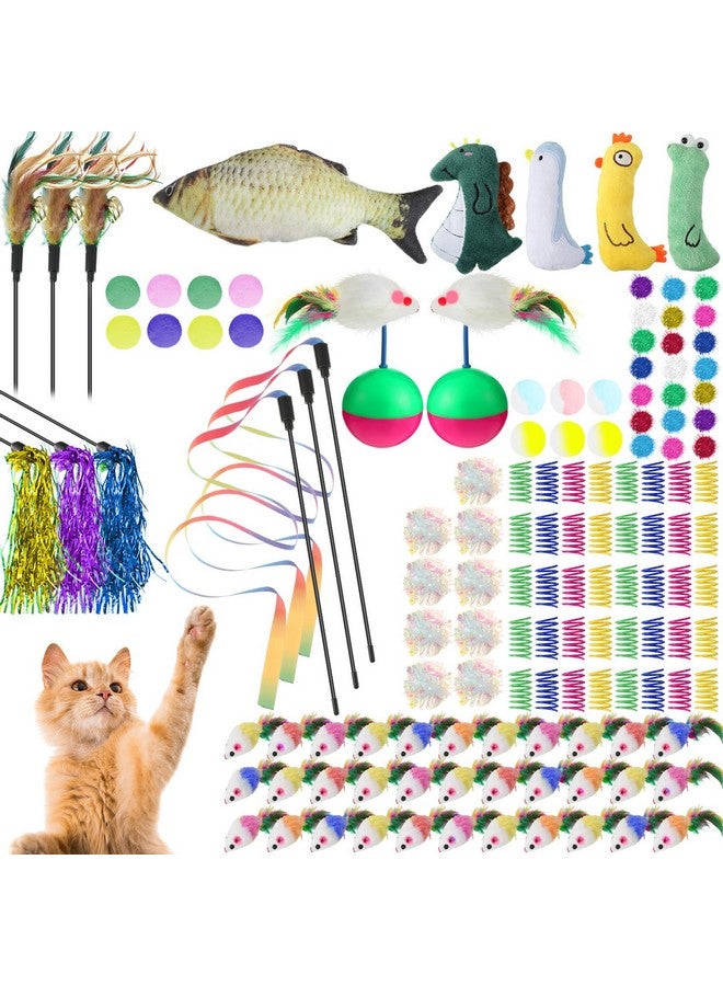 Shappy 150 Pcs Bulk Cat Toys Bulk Toys Variety Pack Including Cat Balls Springs Mice Crinkle Balls Teaser Wands Plush Doll Tumbler Mouse Fish for Indoor Kitten - Image 1