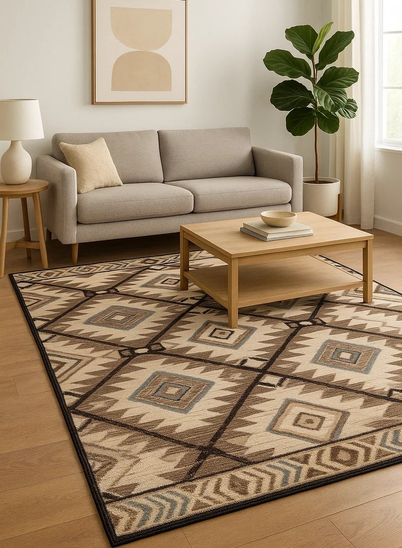 لوفت فيريرا، سجادة خارجية، سجادة أريكة، سجادة معيشة، مقاس 160×220 سم، قماش، نقش بني، صنع في مصر-7123/EC9-K - Image 1