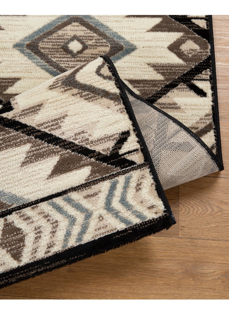 لوفت فيريرا، سجادة خارجية، سجادة أريكة، سجادة معيشة، مقاس 160×220 سم، قماش، نقش بني، صنع في مصر-7123/EC9-K - Image 2