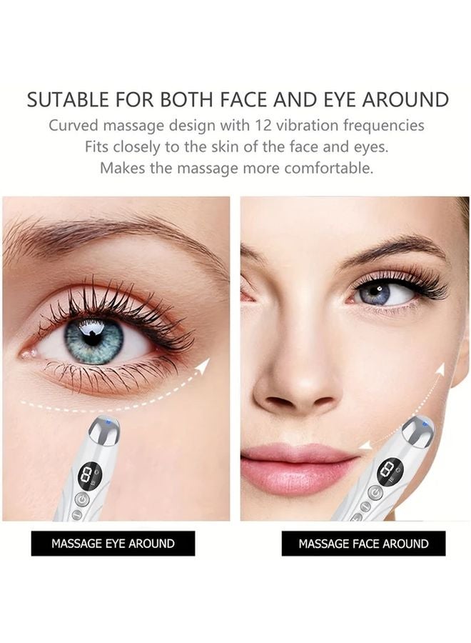 مساج العينين والشفاه الأبيض مع ضوء ملون واهتزاز، جهاز تجميل بشحن عبر USB، أفضل هدية - Image 4