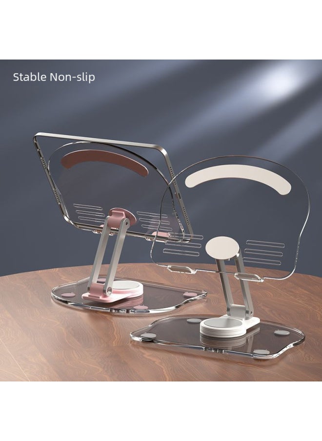 Generic - Acrylic Flat Stand 360-degree Rotating Desktop Stand Multi-function Live Stand Folding Lazy Support Frame-Color:262 Acrylic Rotating Tablet Stand: White - Image 1